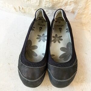 Ahnu Lucia Womens Black Mesh Leather Slip On Ballet Flats Shoes Comfort Size 8.5